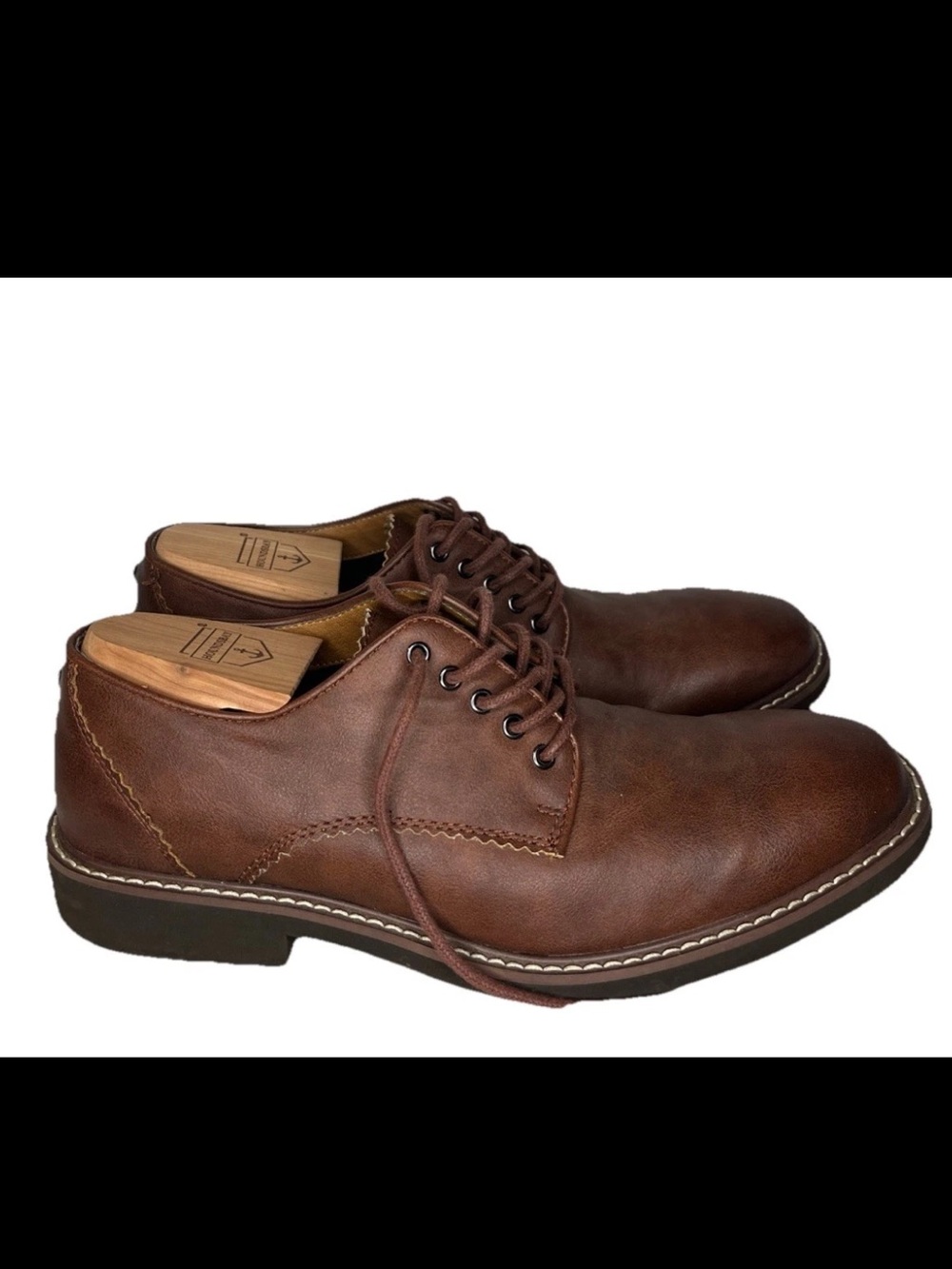GUESS Men’s Brown Leather Derby Shoes Size 8 Lace Up Casual Dress Shoes